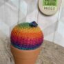 Knitted Rainbow Cactus in Terracotta Pots - Large ball