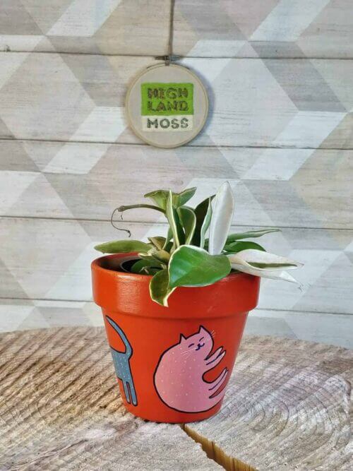 Pretty Kitty Hand Painted Planter for up to 11cm pots