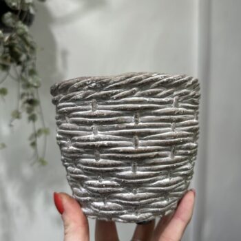 Grey Woven Effect Ceramic Planter for 10cm pots Plant Accessories 10cm planter 3