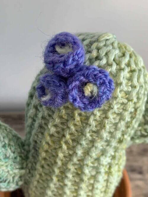 Knitted Cactus - 'Blue Flower'