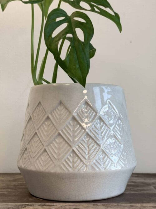Bohemian white pattern planter for pots up to 8.5cm