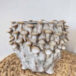 Brown/White 'toadstool' Planter for up to 14cm pots