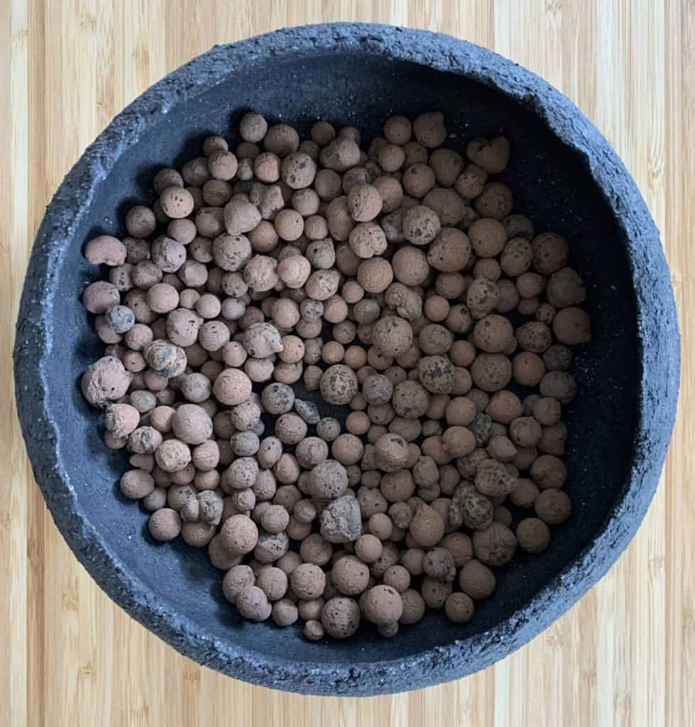leca pebbles in bowl