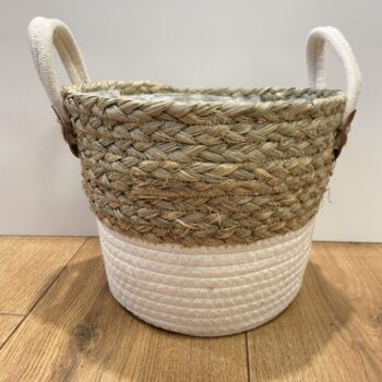 White Large Basket Planter With Handles For 22cm pot Plant Accessories basket