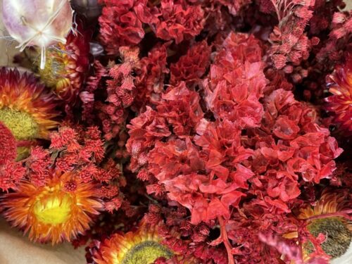 dried flowers rustic bouquet red wildflowers