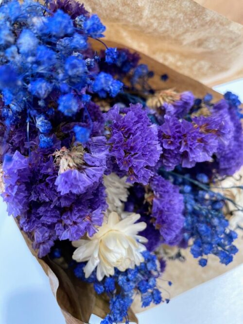 dried flowers rustic bouquet blue purple