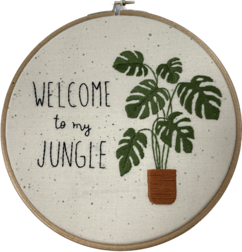 handmade embroidery by livia welcome to my jungle 7in