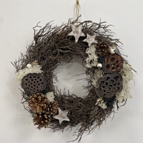 handmade moss rustic door & wall wreath moss & fern