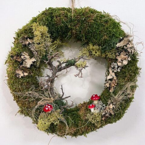 handmade moss rustic door & wall wreath moss & fern