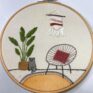 handmade embroidery by livia cozy corner with a cat 7in