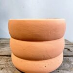 Ribbed Rustic Concrete Planter For 13cm pot PEACH