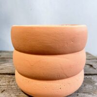 ribbed rustic concrete planter for 13cm pot peach