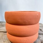 Ribbed Rustic Concrete Planter For 10cm pot TERRACOTTA