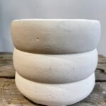 Ribbed Rustic Concrete Planter For 10cm pot BEIGE