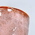 green iron stone pink glazed pot