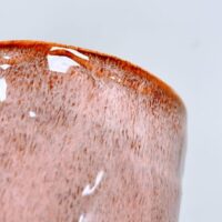 green iron stone pink glazed pot
