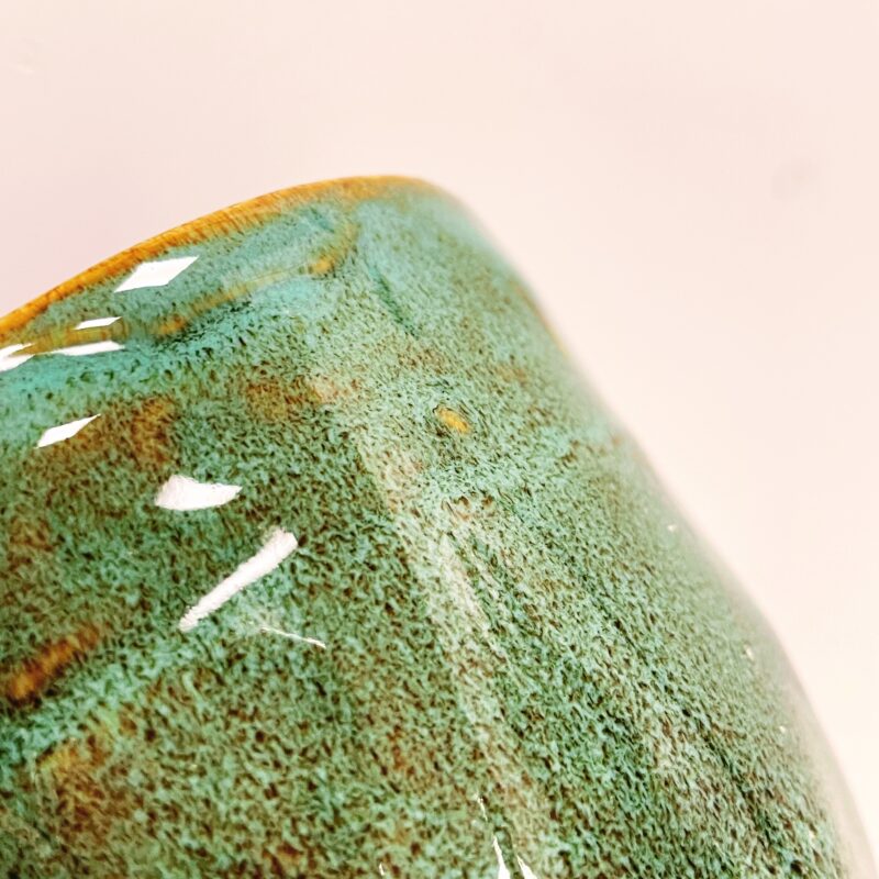 green iron stone pink glazed pot green iron stone pink glazed pot