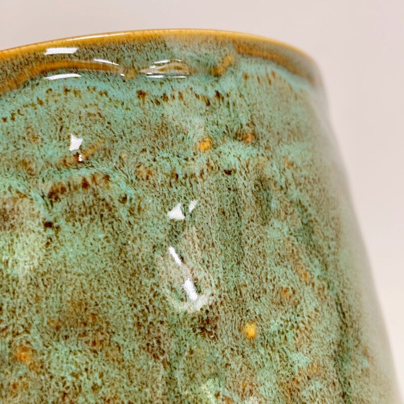 green iron stone pink glazed pot green iron stone pink glazed pot