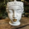 queen head gold lips concrete white planter for 12cm pot