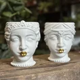 queen head gold lips concrete white planter for 12cm pot