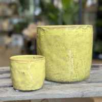 yellow glazed pot
