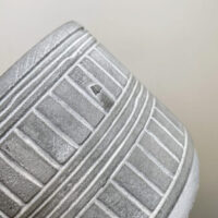 modern concrete planter with lines for 8cm pots