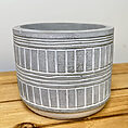 modern concrete planter with lines for 8cm pots