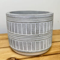 modern concrete planter with lines for 8cm pots