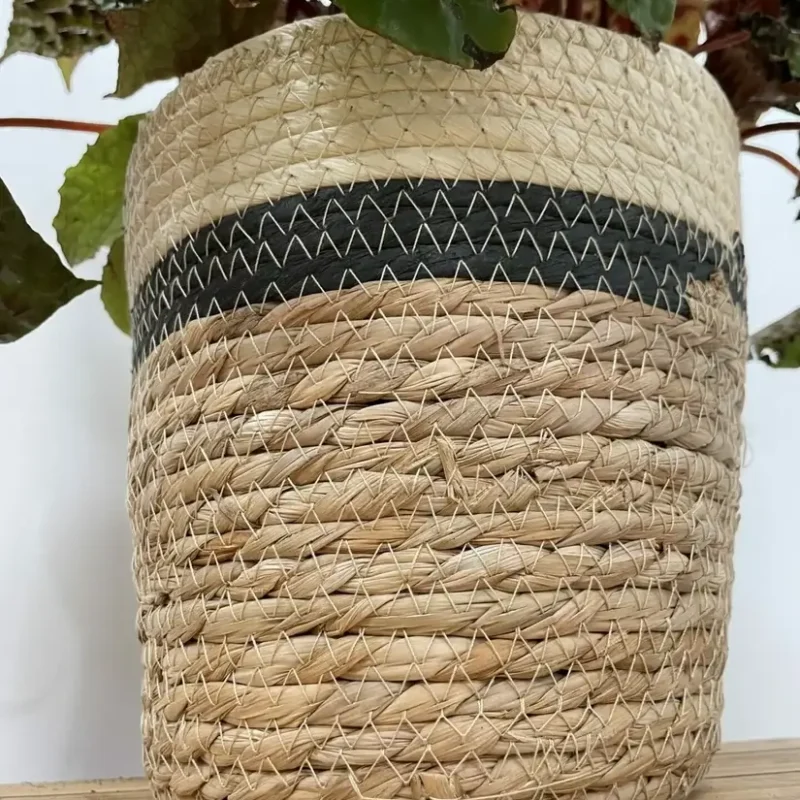 rustic seaweed natural black stripe basket large for 20cm pots rustic seaweed natural black stripe basket large for 20cm pots