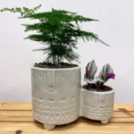 Family Twins Double Ceramic Planter Grey