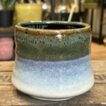 Vintage Fuse Green Blue Cream Glazed Ceramic Pot