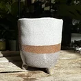glazed brown grey planter on legs