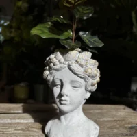 glazed brown grey planter on legs