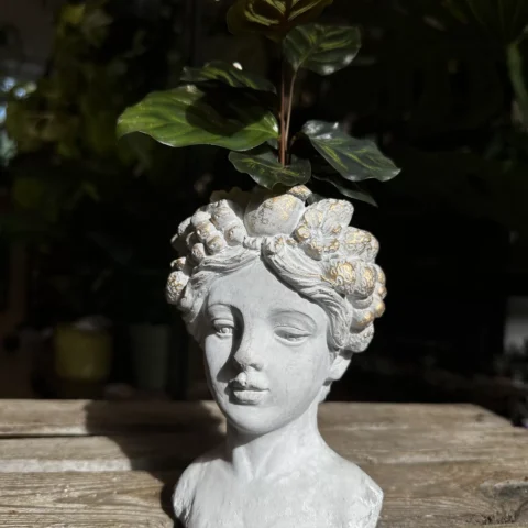glazed brown grey planter on legs