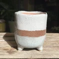 glazed brown grey planter on legs