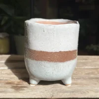 glazed brown grey planter on legs