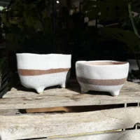 concrete bowl planter on legs