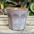 retro glazed blue pot with ears 11cm