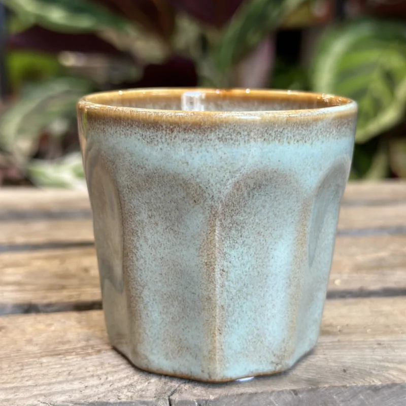 retro glazed blue pot with ears 11cm retro glazed blue pot with ears 11cm