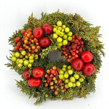 Handmade Turkish Fruit Wreath made with colourful dried fruits, cinnamon sticks and natural materials, perfect as a festive decoration or gift.
