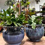Vintage Blue Glazed Ceramic Pot Jug Style 9cm