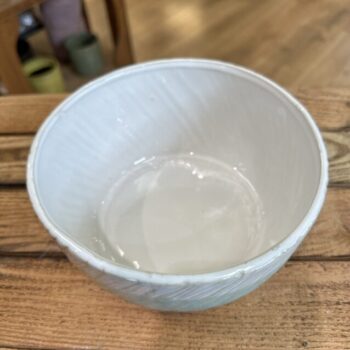 Glazed Rustic Bowl Planter White Soft Green 15cm Bowls 2
