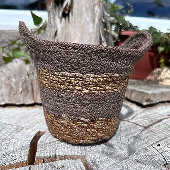 Rustic Brown Seaweed Natural Basket Planter For 12cm pot Plant Accessories basket 2