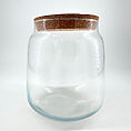 Elegant glass jar with cork lid, perfect for storage or decorative display.