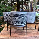 Rustic Zig Zag Planter Metal Stand 12cm pot