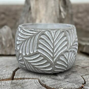 Botanical Leaf Design Concrete Planter Plant Accessories grey 2