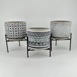 Rustic Zig Zag Planter Metal Stand 12cm pot