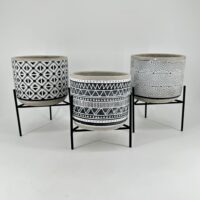 Rustic Zig Zag Planter Metal Stand 12cm pot