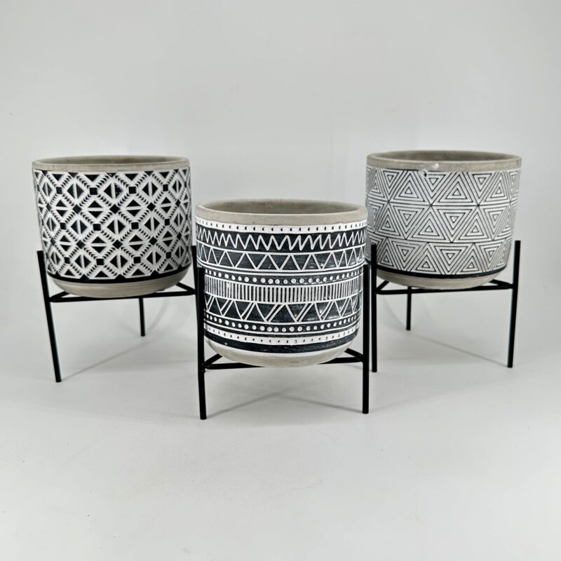 Rustic Zig Zag Planter Metal Stand 12cm pot