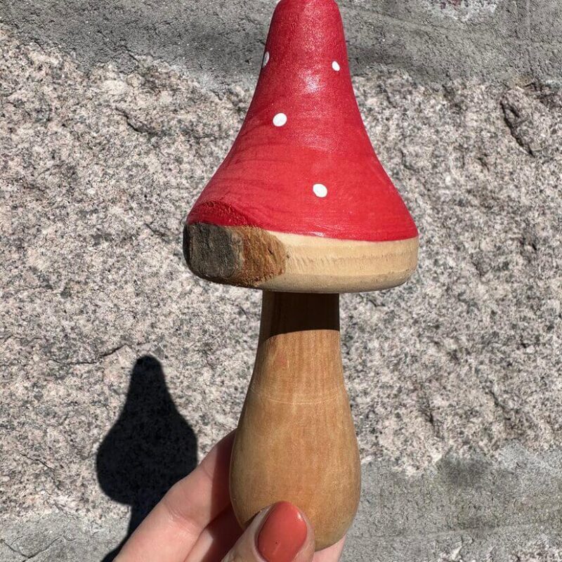 Red Toadstool Wooden Mushroom Ornament Red Toadstool Wooden Mushroom Ornament